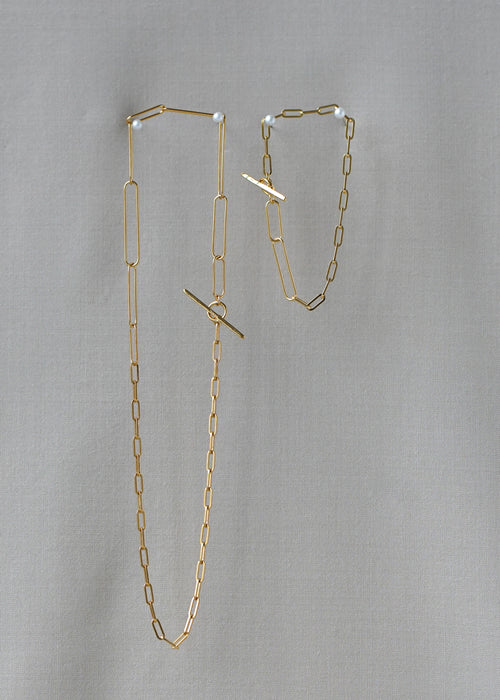 Two Chain Paperclip Necklace & Bracelet Set (Pre-order)