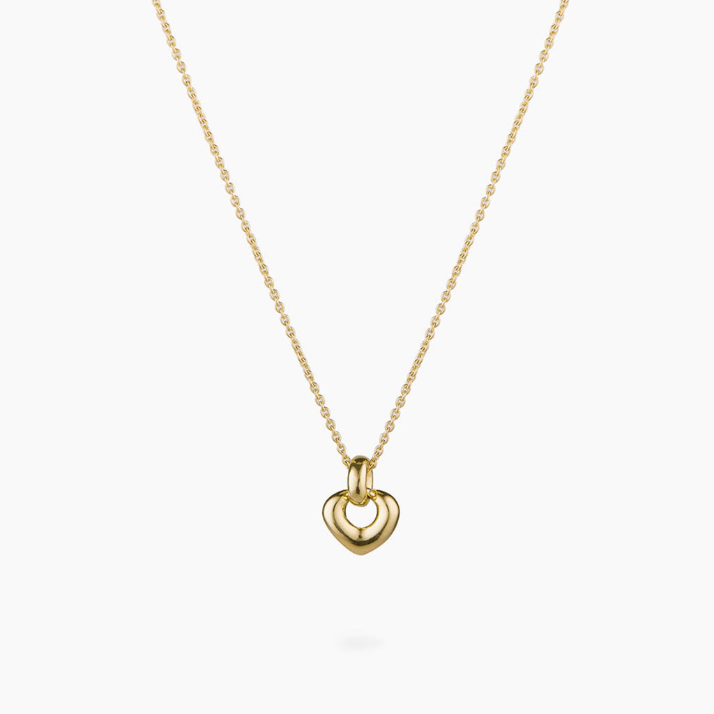 OW Gold Heart Lock Pendant Necklace