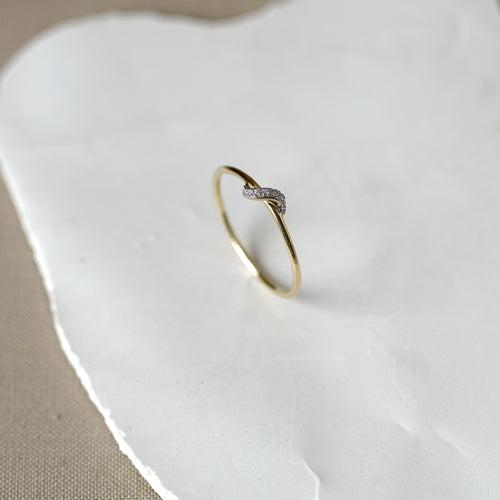 Solid Gold Diamond Wave Ring