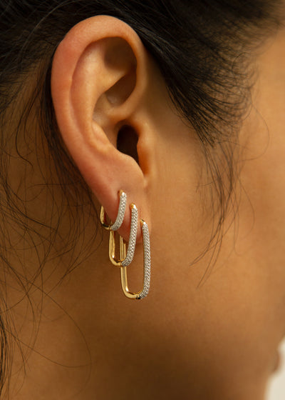 Paperclip Small White Topaz Earring