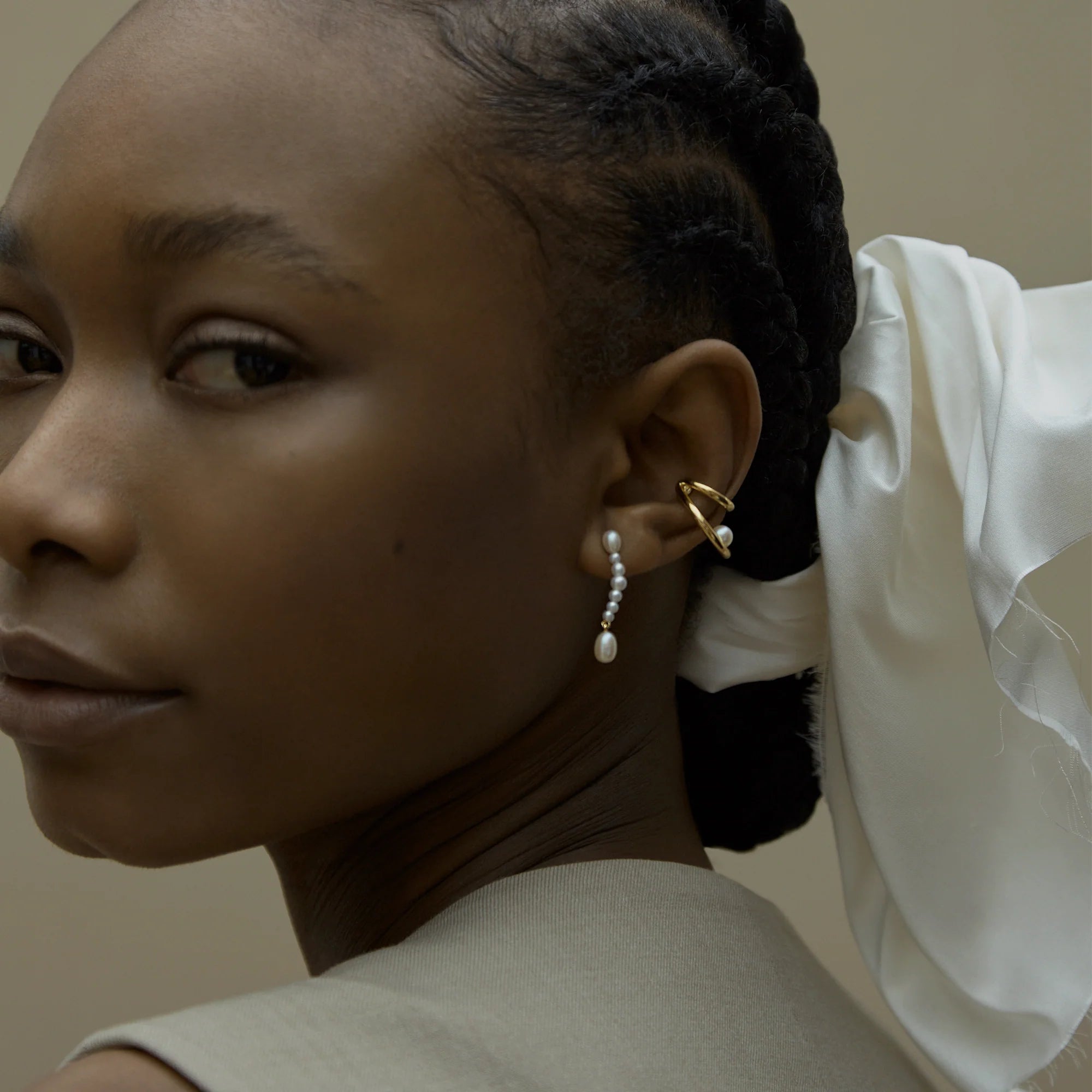 Pearl hoop earrings