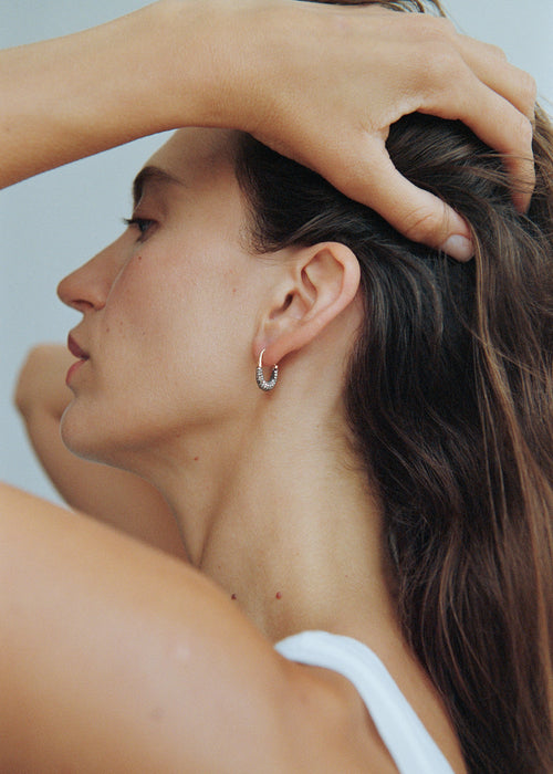 Midnight Diamond Rhodium Roscida Drop Hoops