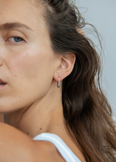 Midnight Diamond Rhodium Roscida Drop Hoops