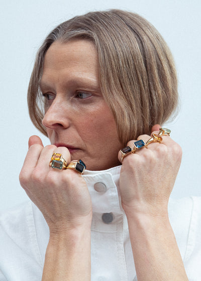 Blue Topaz Domino Ring