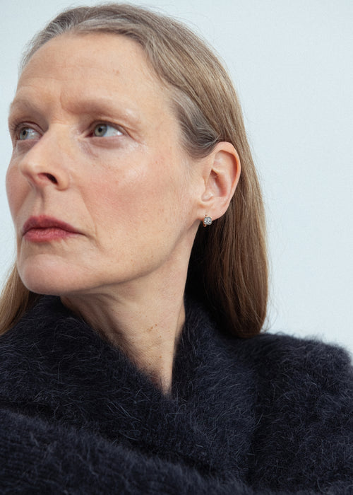 Midnight Diamond Domino Huggie Hoops