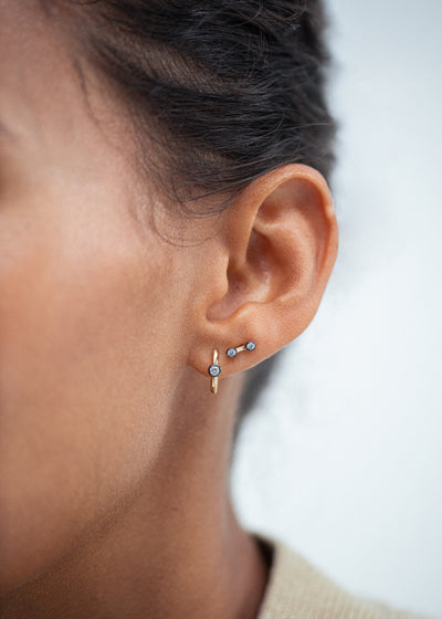 Midnight Diamond Bezel Bar Studs