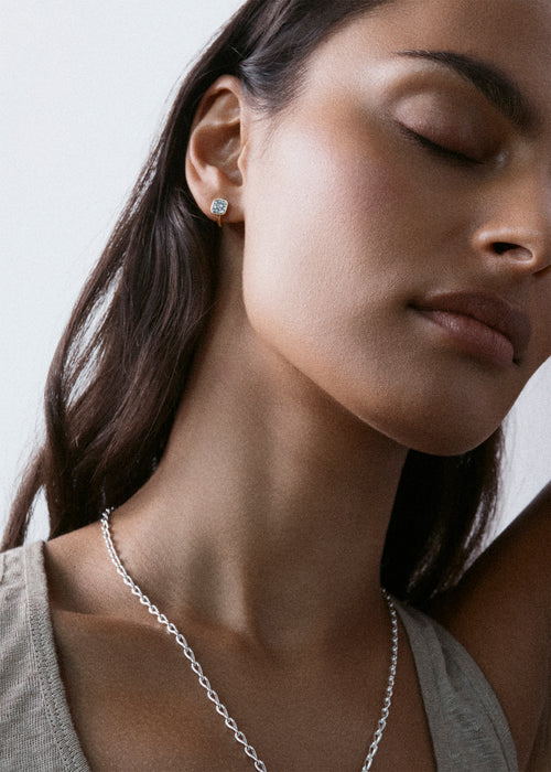 Midnight Diamond Domino Huggie Hoops