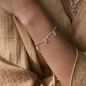 Tiny Diamond Tag Charm Bracelet (Made To Order)