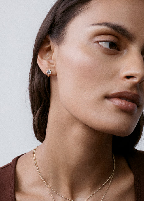 Midnight Diamond Domino Huggie Hoops