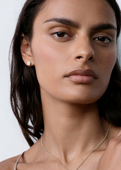 Diamond Domino Huggie Hoops