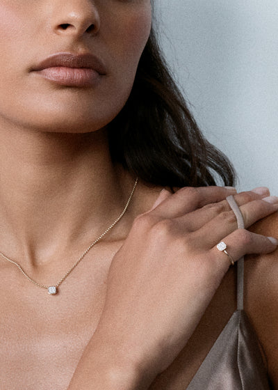 Slim Diamond Domino Ring