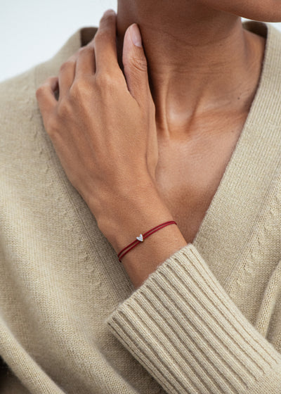 Diamond Heart Cord Bracelet