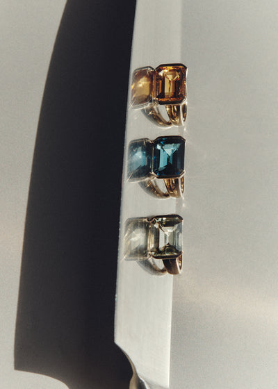 Blue Topaz Domino Ring