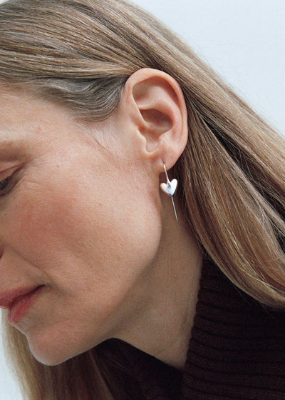 Carved Heart Hook Earrings