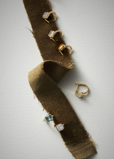 Diamond Domino Huggie Hoops