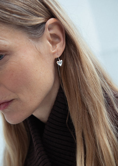 Carved Heart Hook Earrings