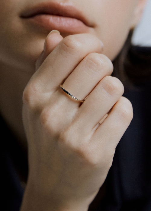 Twisted Black Diamond Thread Ring