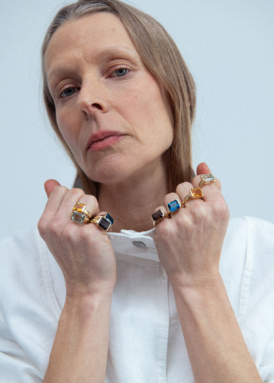 Mint Quartz Domino Ring