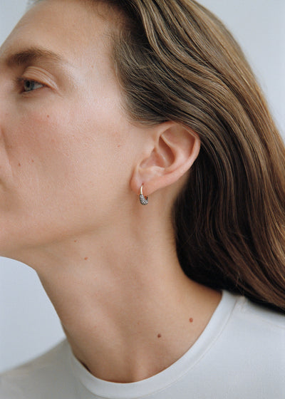 Small Midnight Diamond Rhodium Roscida Drop Hoops