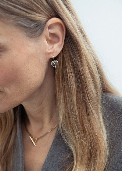 Quartz Heart Hook Earrings