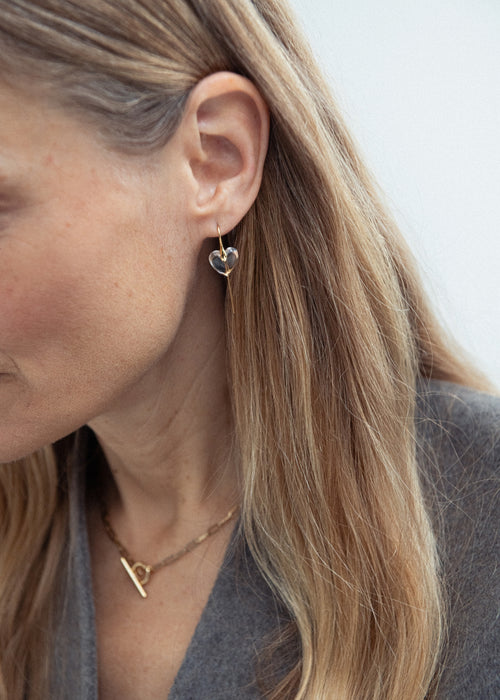 Quartz Heart Hook Earrings