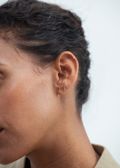 Three Diamond Bar Studs