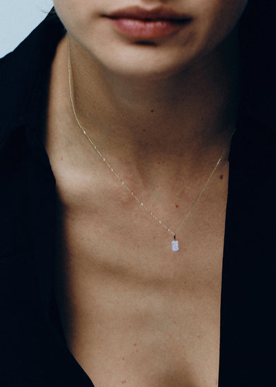 Tiny Diamond Tag Necklace