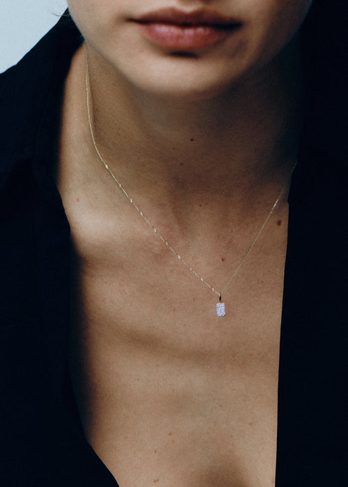 Tiny Diamond Tag Necklace