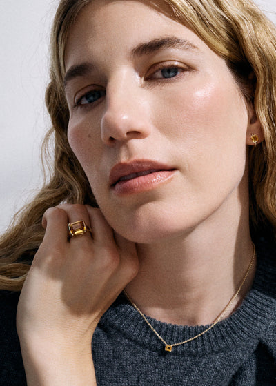 Citrine Domino Ring