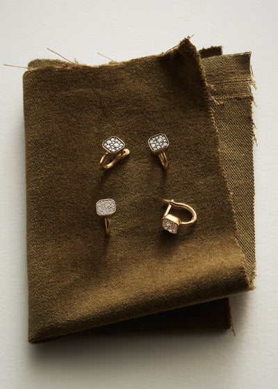 Diamond Domino Huggie Hoops