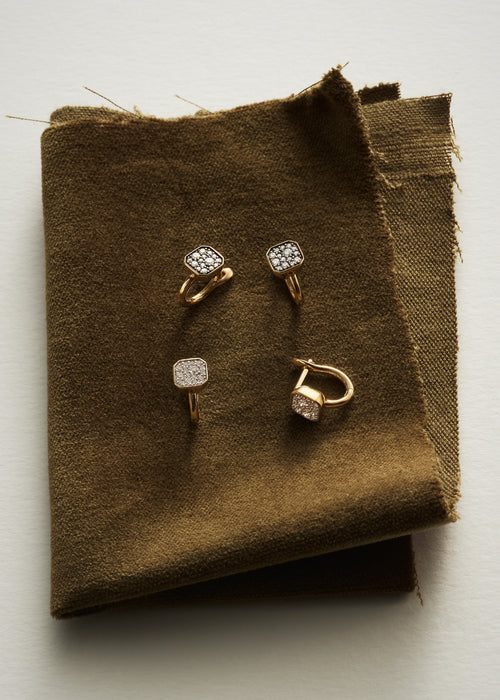 Diamond Domino Huggie Hoops