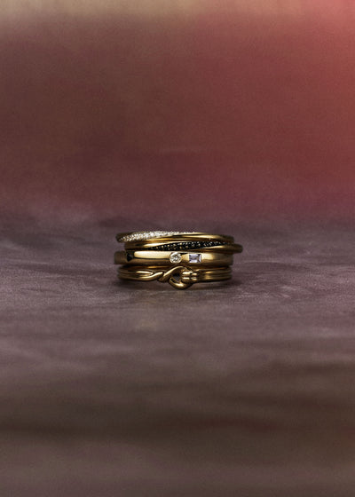 Twisted Black Diamond Thread Ring