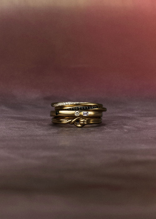 Twisted Black Diamond Thread Ring