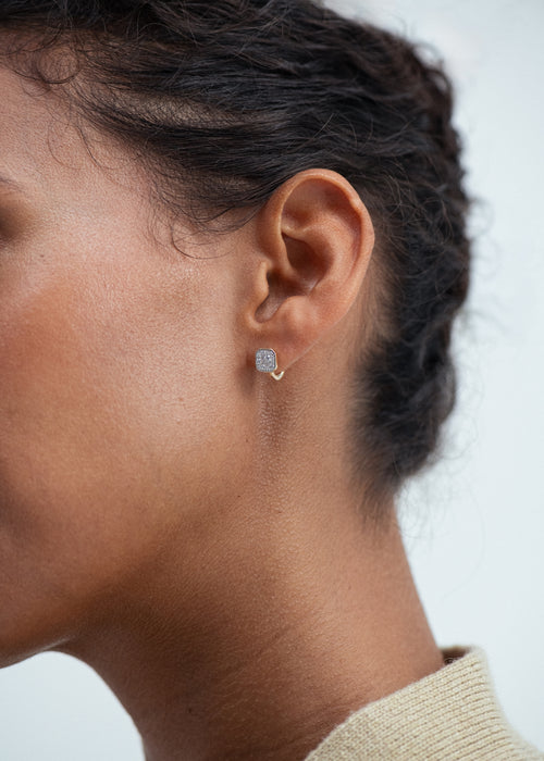 Diamond Domino Huggie Hoops