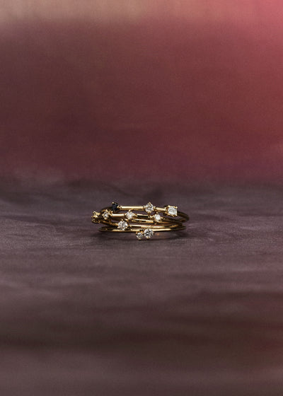 Three Stone Diamond Bamboo Ring