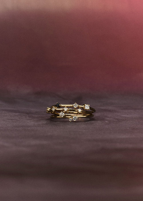 Three Stone Diamond Bamboo Ring