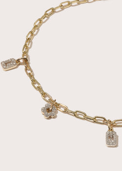 Tiny Diamond Tag Charm Bracelet (Made To Order)
