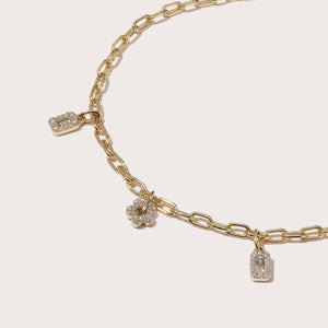 Tiny Diamond Tag Charm Bracelet (Made To Order)