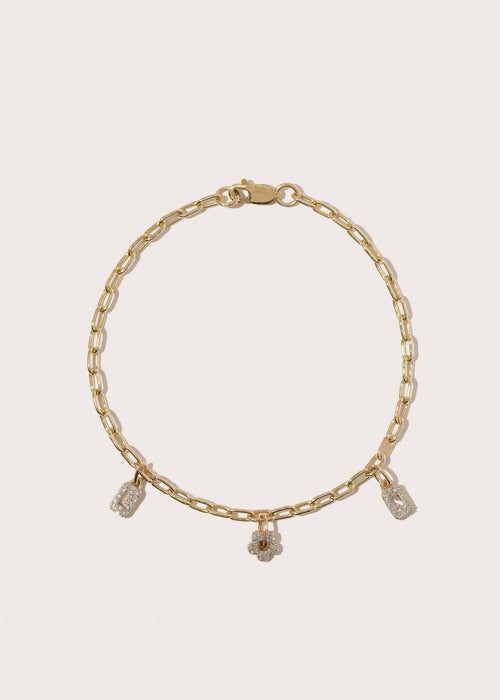 Tiny Diamond Tag Charm Bracelet (Made To Order)
