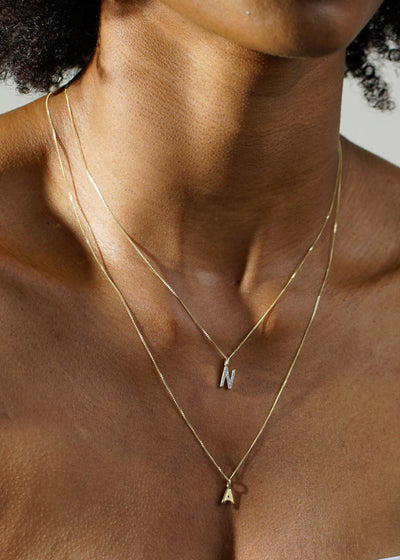 Diamond Side Initial Necklace – Rhea Noa Jewelry