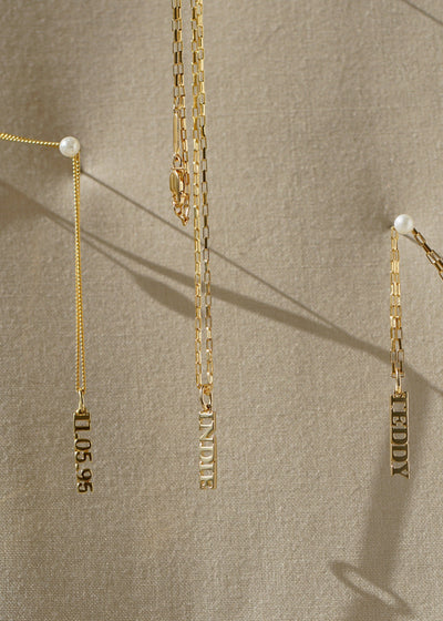 10K Solid Yellow Gold Personalized Name Pendant - Custom Necklace With Rolo Chain