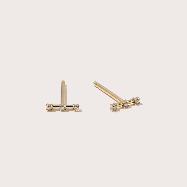Three Diamond Bar Studs
