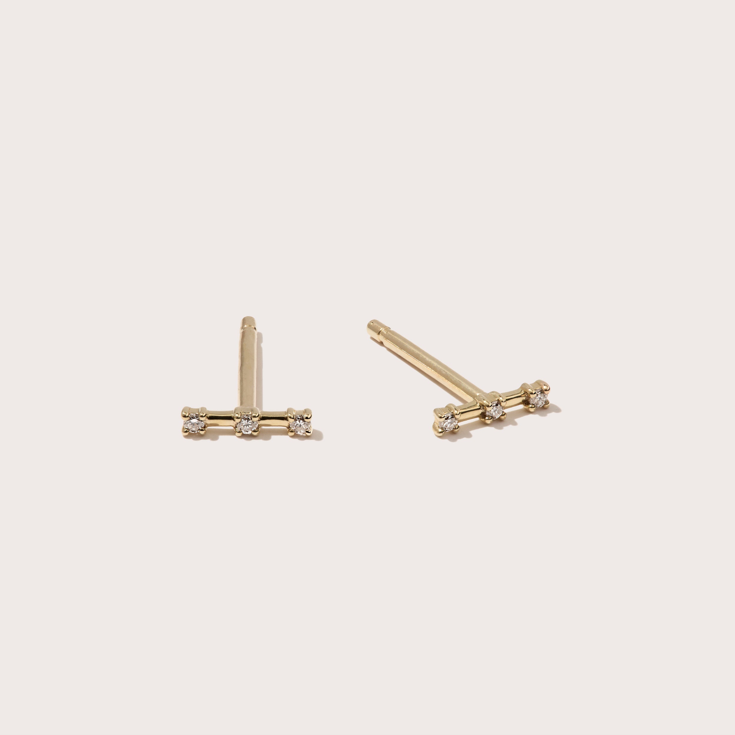 Three Diamond Bar Studs