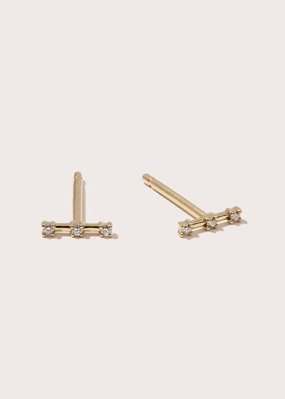 Three Diamond Bar Studs