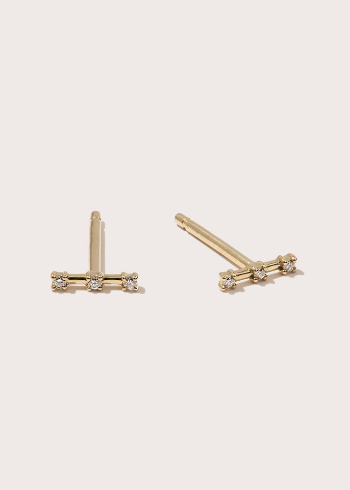 Three Diamond Bar Studs