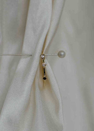 Three Stone Diamond Sapphire Bamboo Ring