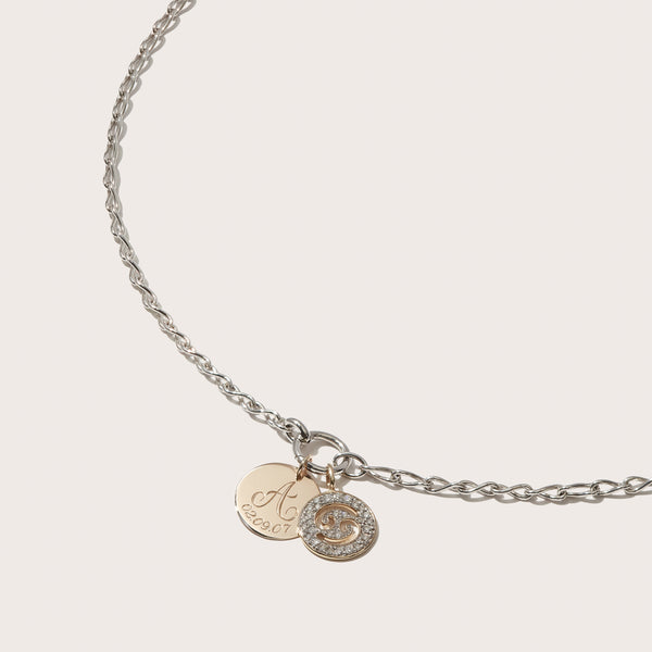 Diamond Zodiac & Engraved Eternal Necklace