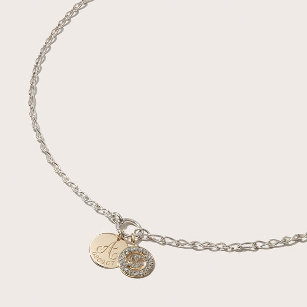 Diamond Zodiac & Engraved Eternal Necklace