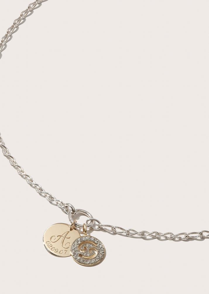 Diamond Zodiac & Engraved Eternal Necklace