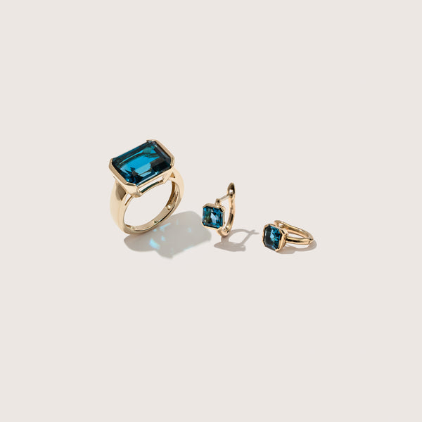 14kt Blue Topaz Domino Set
